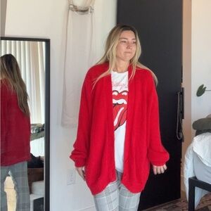 Red oversized cardigan
